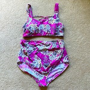 Pink floral maternity two piece - Large - Beach Bump by Motherhood Maternity